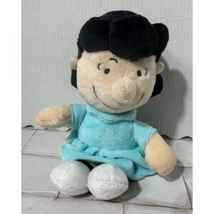 Peanuts Lucy Van Pelt Plush Stuffed Toy Blue Dress Adorable Character